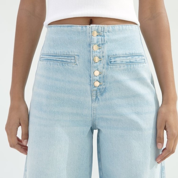 Zara Denim - Zara light blue wide leg, high-waist jeans